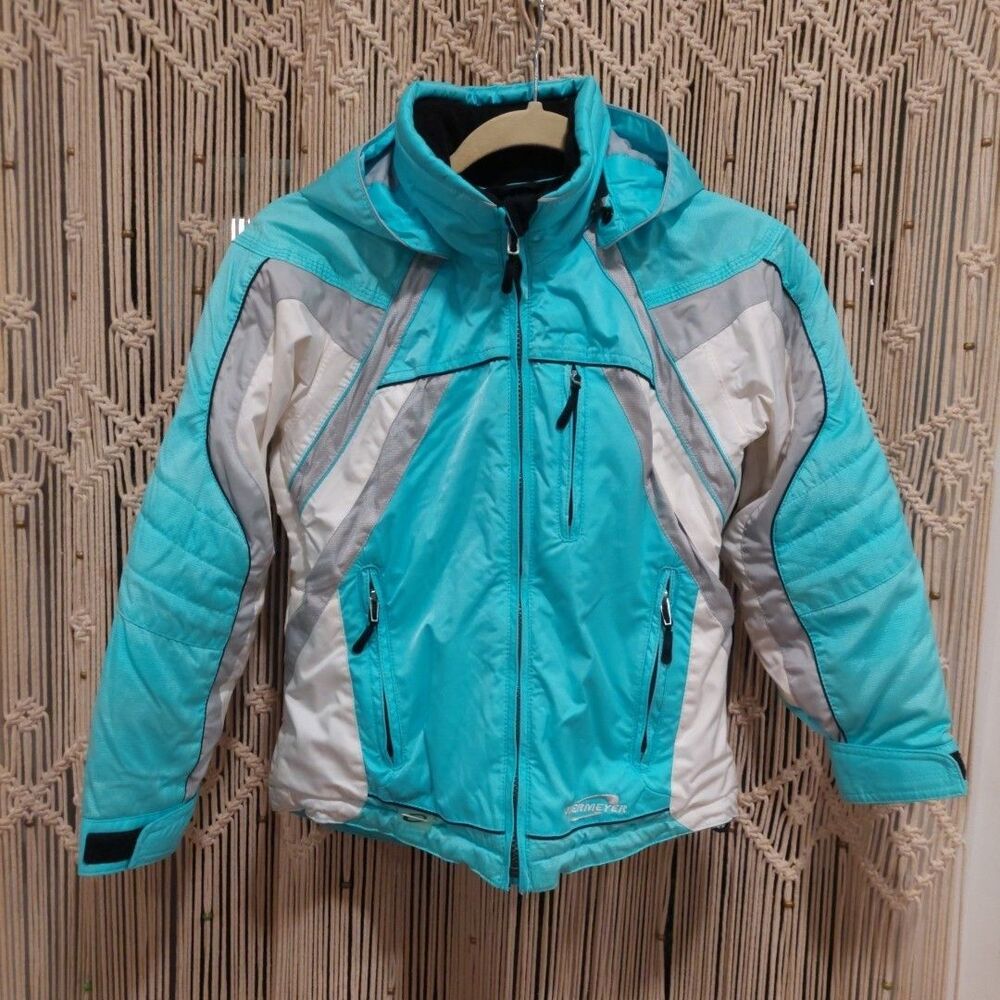 Obermeyer Ridgeline Hooded Blue Ski Jacket Size 8 JUNIOR EUC